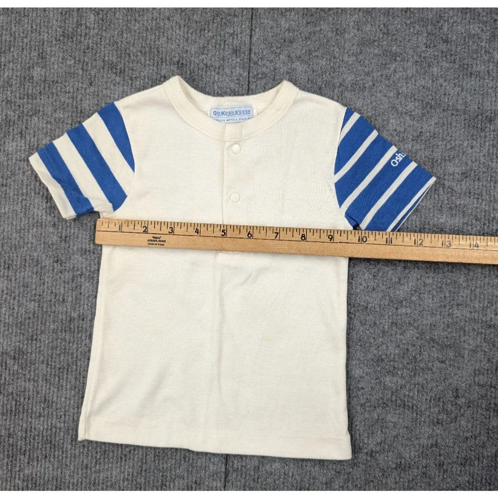 Vintage OshKosh BGosh Shirt Baby Boys 24M Genuine Article Tee Blue Retro Sporty